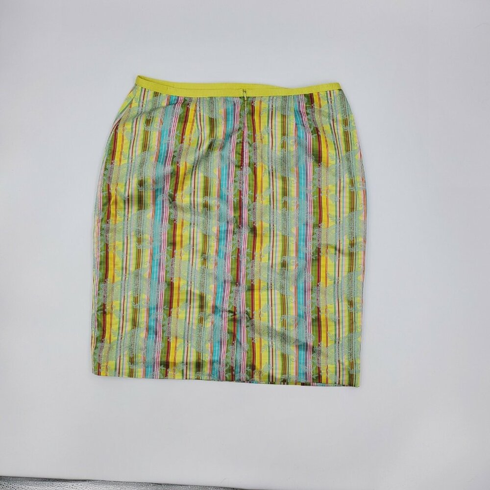Cynthia Steffe Skirt Womens Size 10 Yellow Stripe Paisley Floral New - Picture 4 of 11